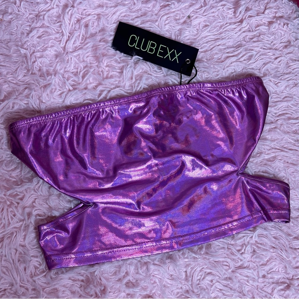 DOLLS KILL CLUB EXX FAIRY TYPE HOLOGRAPHIC CUT OUT TUBE TOP